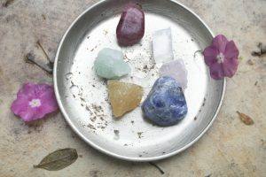 photo of crystals and flowers